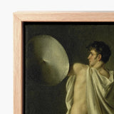 Wooden-framed Canvas Print Classical Painting Man Draped White Jean-eugene-charles Alberti, Riveted Rim, Shield Lifted Flush, Straining