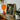 Vibrant Orange Glass Table Lamp Faceted Base Rounded Jean-eugene-charles Alberti, Riveted Rim, Shield Lifted Flush, Straining Shoulder