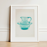 Wash Bowl & Pitcher - Charles Caseau 1930s Art Print / Canvas, 12x16’’ / 31x41cm / White Frame / Matboard, Mobile Phone Cases, Toby Leon