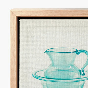 Wash Bowl & Pitcher - Charles Caseau 1930s Art Print / Canvas Translucent Turquoise Glass Curved Handle Spout Ethereal Kitchen, Prints