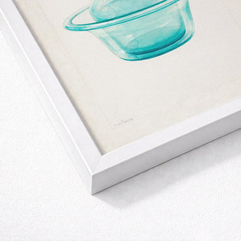 Wash Bowl & Pitcher - Charles Caseau 1930s Art Print / Canvas Turquoise Glass Handle Depicted Artistic Illustration Ethereal Kitchen, Prints