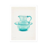 Wash Bowl & Pitcher - Charles Caseau 1930s Art Print, Turquoise Glass Pitcher Bowl Set