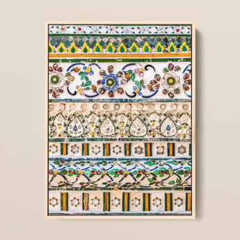 Wat Arun - Decorative Thai Mosaic Art Print / Canvas, 12x16’’ / 31x41cm / Natural Frame, Posters Prints & Visual Artwork, Toby Leon