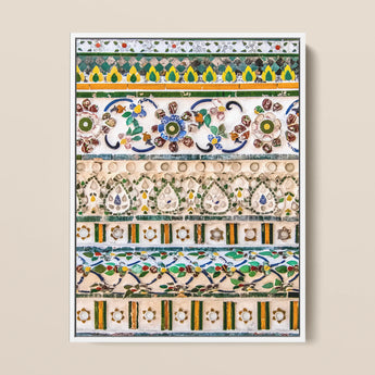 Wat Arun - Decorative Thai Mosaic Art Print / Canvas, 12x16’’ / 31x41cm / White Frame, Posters Prints & Visual Artwork, Toby Leon