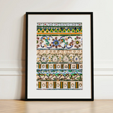 Wat Arun - Decorative Thai Mosaic Art Print / Canvas Framed Print Intricate Colorful Mosaic Tilework Floral Geometric Wat Arun Mosaic,