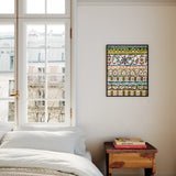 Wat Arun - Thai Aesthetic Mosaic Art Framed Canvas, Colorful Patterned Artwork Framed White Wall