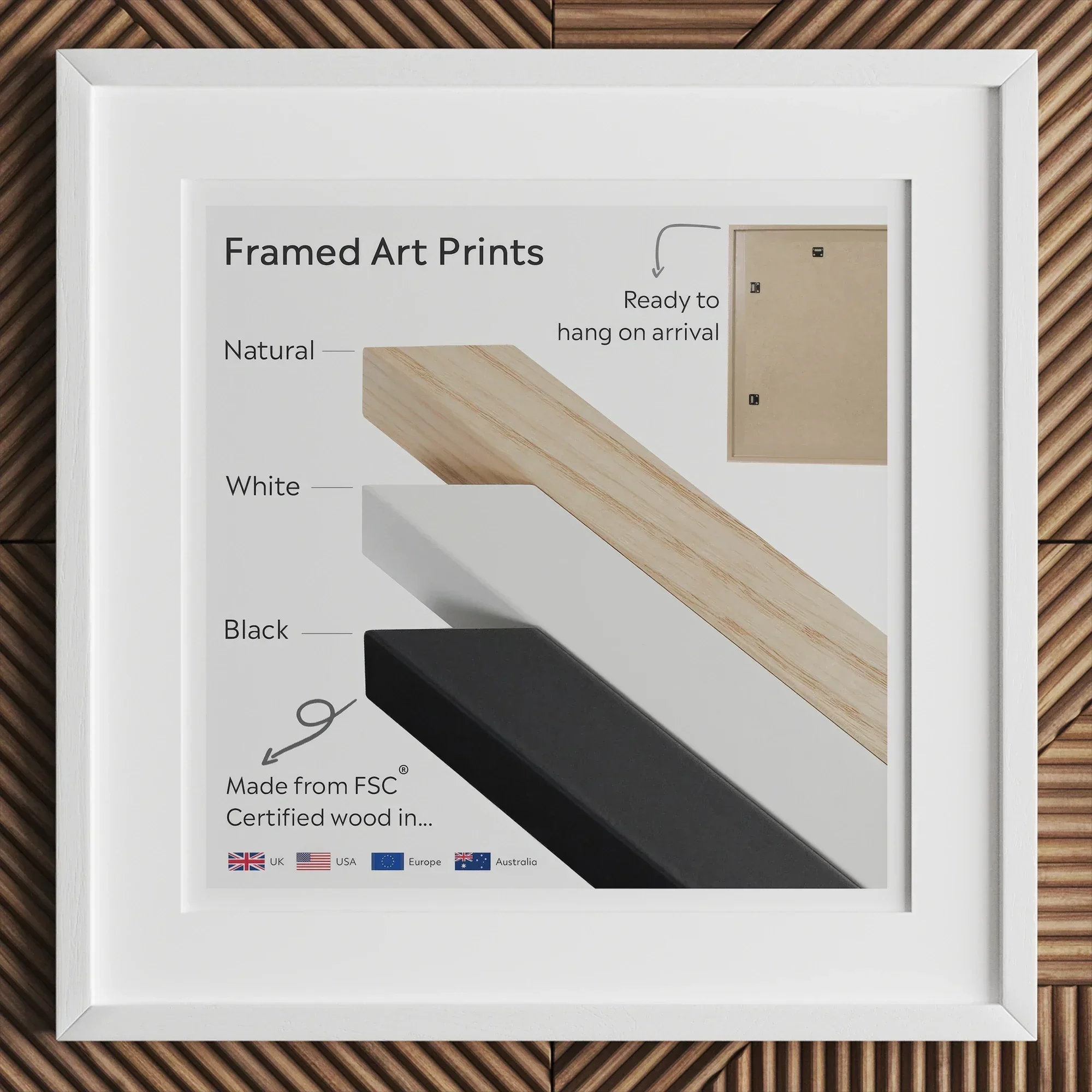 Watch and Learn - Gay Cyberpunk Art Print, Framed Product Display Three Wooden Frame Samples Natural