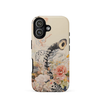 Watchtower - Surreal Floral Alien Art Phone Case Iphone 17 / Matte Iphone 12 Case Floral Butterfly Design Beige Background Surreal Alien,