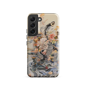 Watchtower - Surreal Floral Alien Art Phone Case Samsung Galaxy S22 / Gloss Decorative Phone Case Detailed Illustration Striped Birds