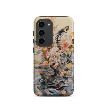Watchtower - Surreal Floral Alien Art Phone Case Samsung Galaxy S23 / Matte Decorative Phone Case Detailed Illustration Black-and-white