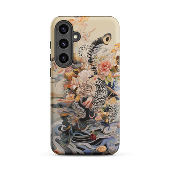 Watchtower - Surreal Floral Alien Art Phone Case Samsung Galaxy S24 Plus / Matte Phone Case Detailed Artistic Illustration Black-and-white
