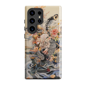 Watchtower - Surreal Floral Alien Art Phone Case Samsung Galaxy S24 Ultra / Gloss Decorative Phone Case Detailed Illustration Birds Black