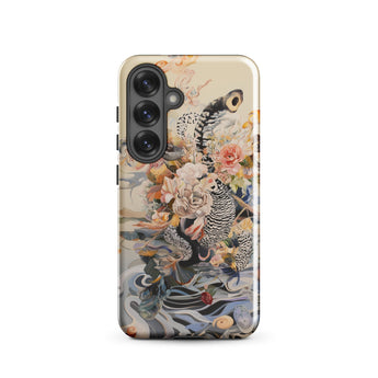 Watchtower - Surreal Floral Alien Art Phone Case Samsung Galaxy S25 / Gloss Phone Case Intricate Vintage-style Illustration Black-and-white