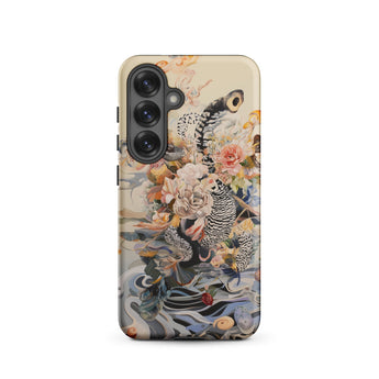 Watchtower - Surreal Floral Alien Art Phone Case Samsung Galaxy S25 / Matte Decorative Phone Case Detailed Illustration Black-and-white