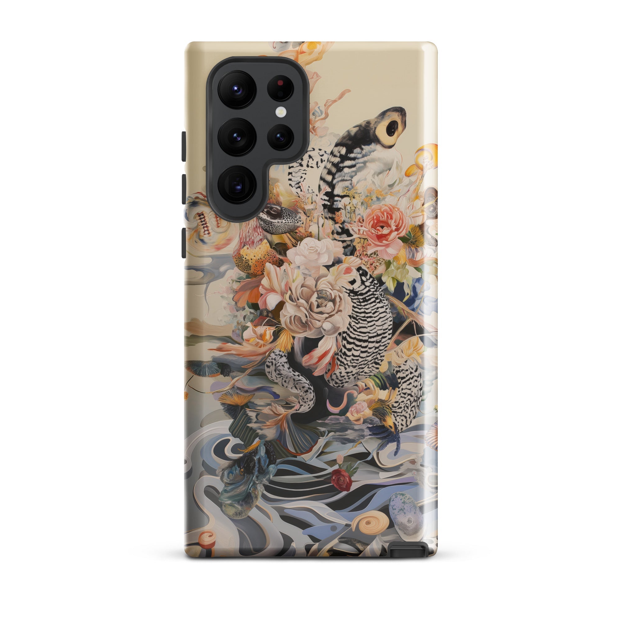 Watchtower Surreal Floral Alien Art Samsung Case, Galaxy S22 Ultra / Gloss, Smartphone Case Adorned Detailed Illustration Flowers Animals