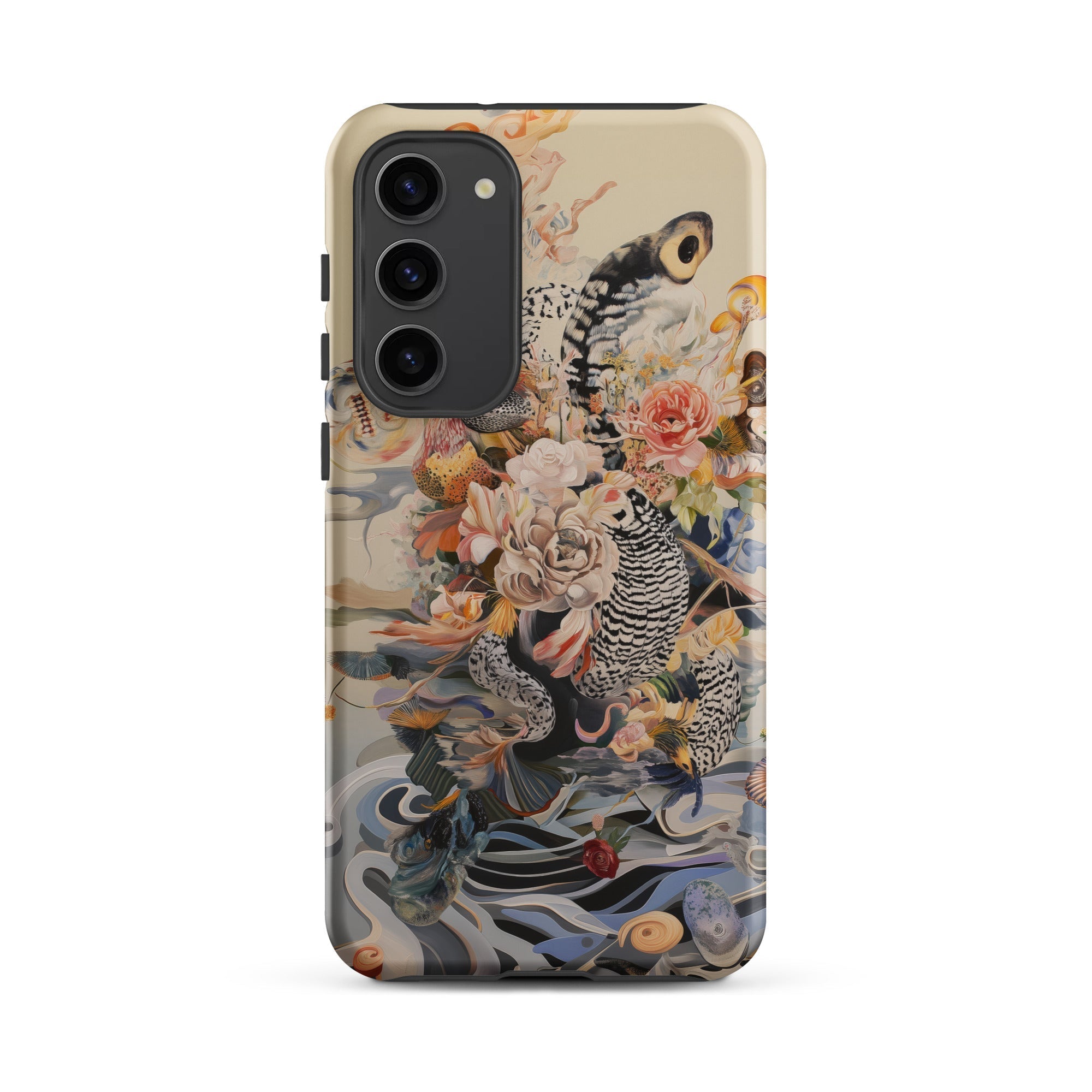 Watchtower Surreal Floral Alien Art Samsung Case, Galaxy S23 Plus / Matte, Smartphone Case Ornate Colorful Design Owl Flowers Patterns