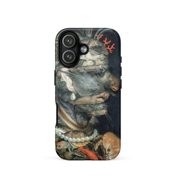 Water - Giuseppe Arcimboldo Iphone Case, 17 / Matte, Black Smartphone Case Detailed Dark Intricate Marine Life