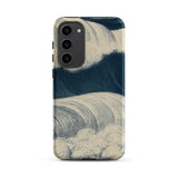 The Wave - C. R. W. Nevinson Phone Case Samsung Galaxy S23 Plus / Matte Phone Case Stylized Hand-drawn Wave Design Deep Navy Nevinson
