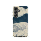 The Wave - C. R. W. Nevinson Phone Case Samsung Galaxy S25 / Matte Phone Case Stylized Hand-drawn Wave Design Deep Blue Nevinson Iphone