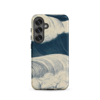 The Wave - C. R. W. Nevinson Phone Case Samsung Galaxy S25 / Matte Phone Case Stylized Hand-drawn Wave Design Deep Blue Nevinson Iphone