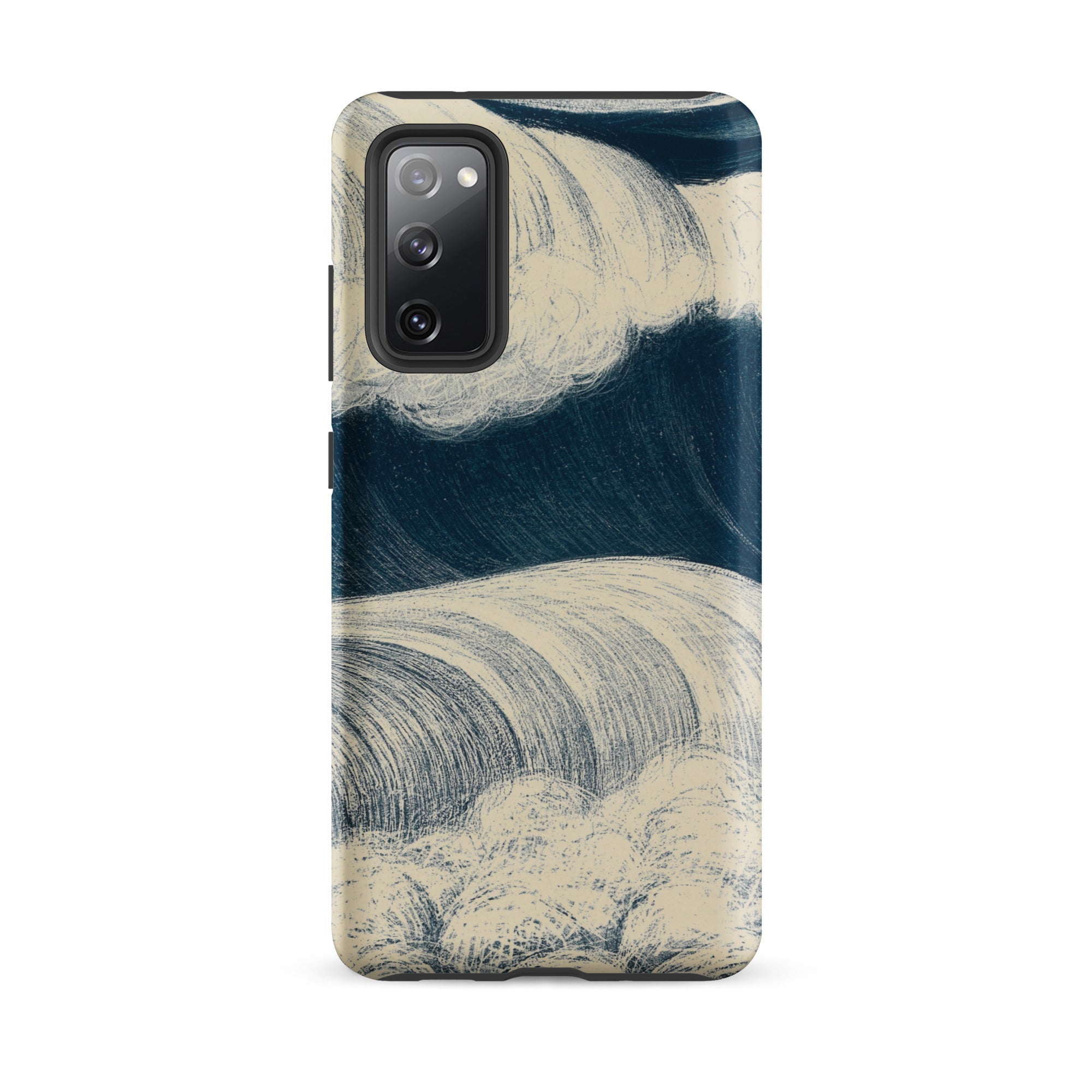 The Wave C. R. W. Nevinson Samsung Case, Galaxy S20 Fe / Matte, Smartphone Navy Blue Cream Wave Patterned Case