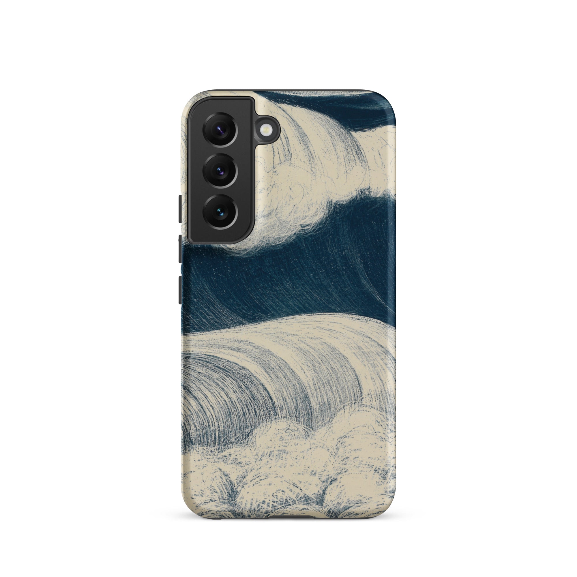 The Wave C. R. W. Nevinson Samsung Case, Galaxy S22 / Matte, Smartphone Case Dark Blue Cream Wave Pattern