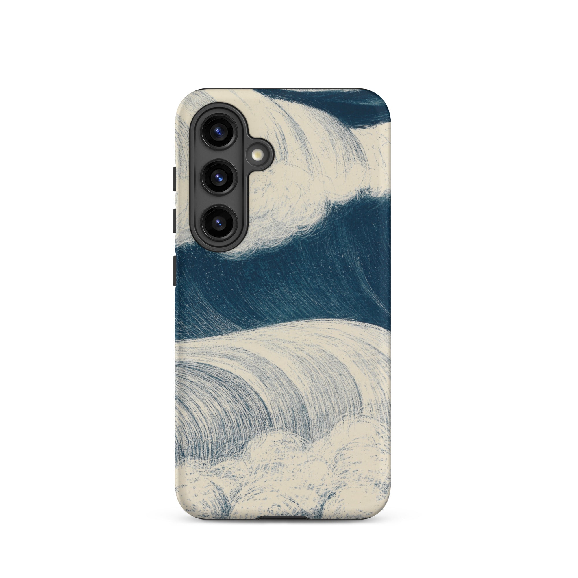 The Wave C. R. W. Nevinson Samsung Case, Galaxy S24 / Matte, Smartphone Case White Dark Blue Wave Design