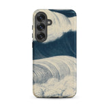 The Wave - C. R. W. Nevinson Samsung Case, Galaxy S25 Plus / Matte, Smartphone Case White Blue Ocean Wave Design