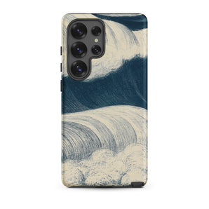 The Wave - C. R. W. Nevinson Samsung Case, Galaxy S25 Ultra / Matte, Smartphone Case Stylized Wave Design Blue Cream