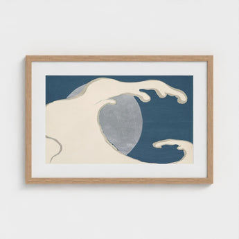 Waves and Moon - Kamisaka Sekka Art Print / Canvas Minimalist Framed Stylized Wave Cream Gray, Prints