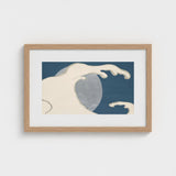Waves and Moon - Kamisaka Sekka Art Print / Canvas Minimalist Framed Stylized Wave Cream Gray, Prints
