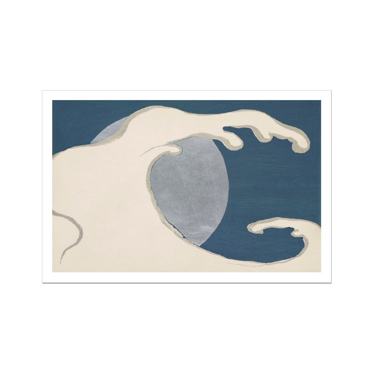 Waves and Moon Kamisaka Sekka Art Print, 36x24’’ / 92x61cm / Unframed, Stylized Wave Moon Painting