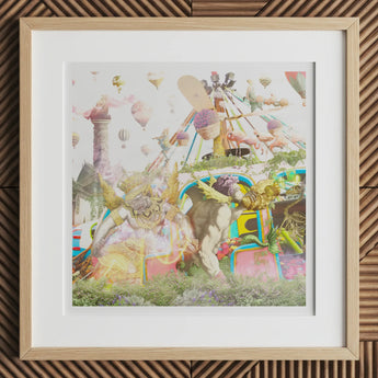 Way Back when Playpen - Myth Mash-up Collage Art Print, 12x12’’ / 31x31cm / Natural Frame / 2’’ Matboard, Framed Art Print Vibrant