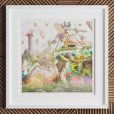Way Back when Playpen - Myth Mash-up Collage Art Print, 12x12’’ / 31x31cm / White Frame / 2’’ Matboard, Framed Artwork Fantastical