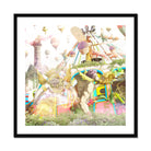 Way Back when Playpen - Myth Mash-up Collage Art Print, Surreal Carnival Scene Winged Figures