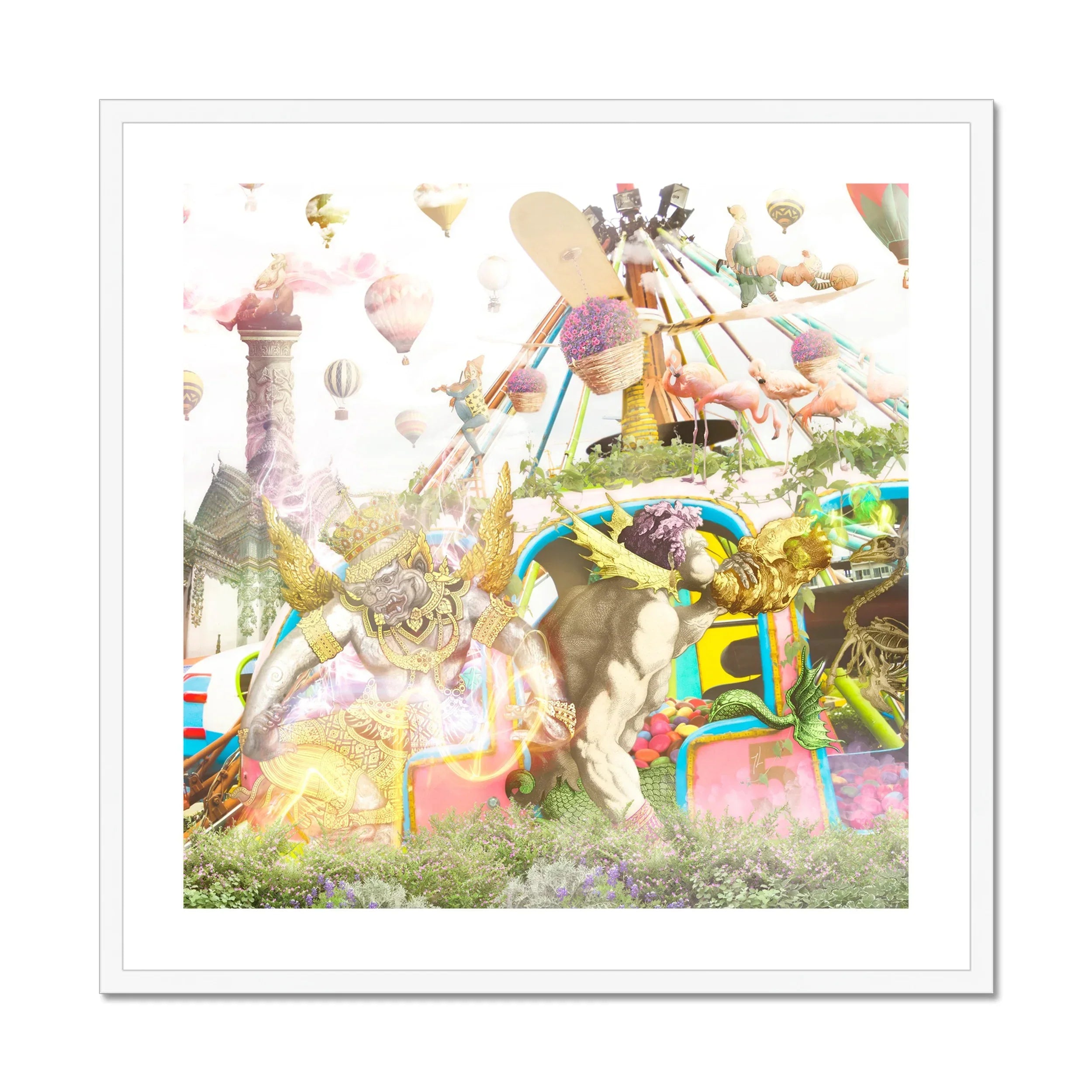 Way Back when Playpen - Myth Mash-up Collage Art Print, Whimsical Fantasy Art Print