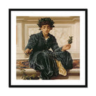 Weaving the Wreath - Frederic Leighton Art Print, Classical Painting Figure Dark Velvet Robes Laurel Wreath