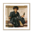 Weaving the Wreath - Frederic Leighton Art Print, Figure Dark Velvet Robes Laurel Wreath Leaves
