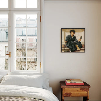 Weaving the Wreath - Frederic Leighton Framed Canvas, Bright Bedroom Corner Framed Artwork Wooden Nightstand