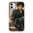 Weaving the Wreath - Frederic Leighton Iphone Case, 11 / Matte, Phone Case Classical Painting Person Dark Velvet Clothing