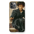 Weaving the Wreath - Frederic Leighton Iphone Case, 11 Pro Max / Matte, Phone Case Classical Painting Person Dark Velvet Dress