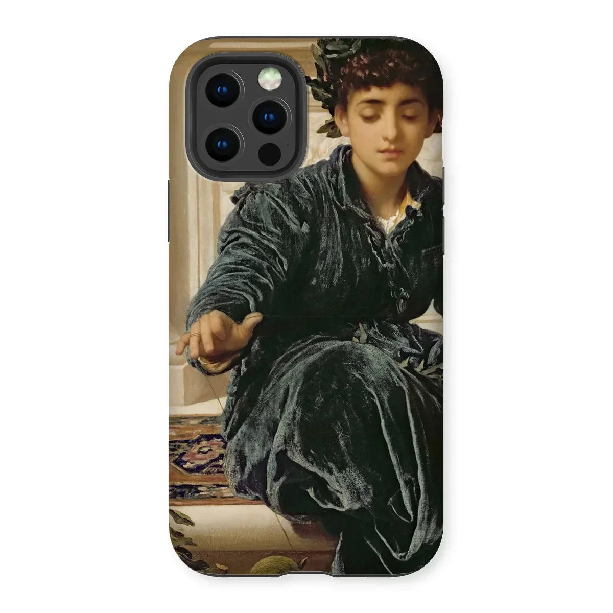 Weaving the Wreath - Frederic Leighton Iphone Case, 12 Pro / Matte, Phone Case Classical Painting Person Dark Velvet Clothing