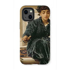 Weaving the Wreath - Frederic Leighton Iphone Case, 13 Mini / Matte, Phone Case Classical Painting Person Dark Velvet Dress