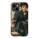 Weaving the Wreath - Frederic Leighton Iphone Case, 14 / Matte, Phone Case Classical Painting Person Dark Velvet Clothing