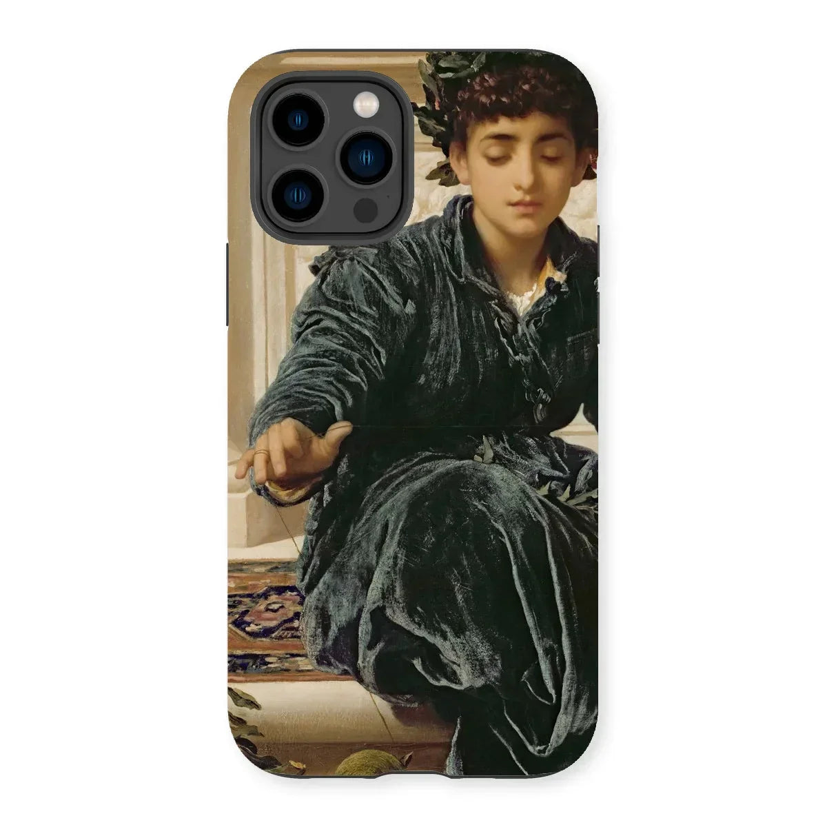 Weaving the Wreath - Frederic Leighton Iphone Case, 14 Pro / Matte, Phone Case Classical Painting Person Dark Velvet Clothing