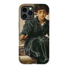 Weaving the Wreath - Frederic Leighton Iphone Case, 14 Pro Max / Matte, Phone Case Classical Painting Person Dark Velvet Dress