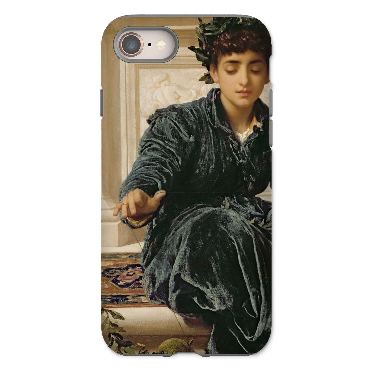 Weaving the Wreath Frederic Leighton Iphone Case, 8 / Matte, Phone Case Classical Painting Person Dark Velvet Dress