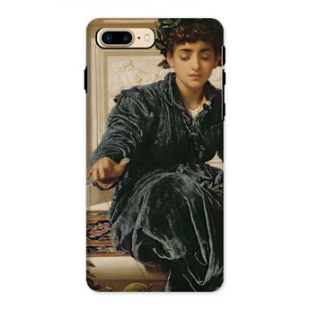Weaving the Wreath - Frederic Leighton Iphone Case, 8 Plus / Matte, Phone Case Classical Painting Person Dark Velvet Dress