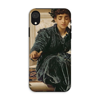 Weaving the Wreath - Frederic Leighton Iphone Case, Xr / Matte, Phone Case Classical Painting Person Dark Velvet Clothing