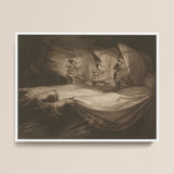 The Weird Sisters - After Henry Fuseli Framed Canvas, 16x12’’ / 41x31cm / White Floating Frame, Antique Sepia-toned Three Figures Night